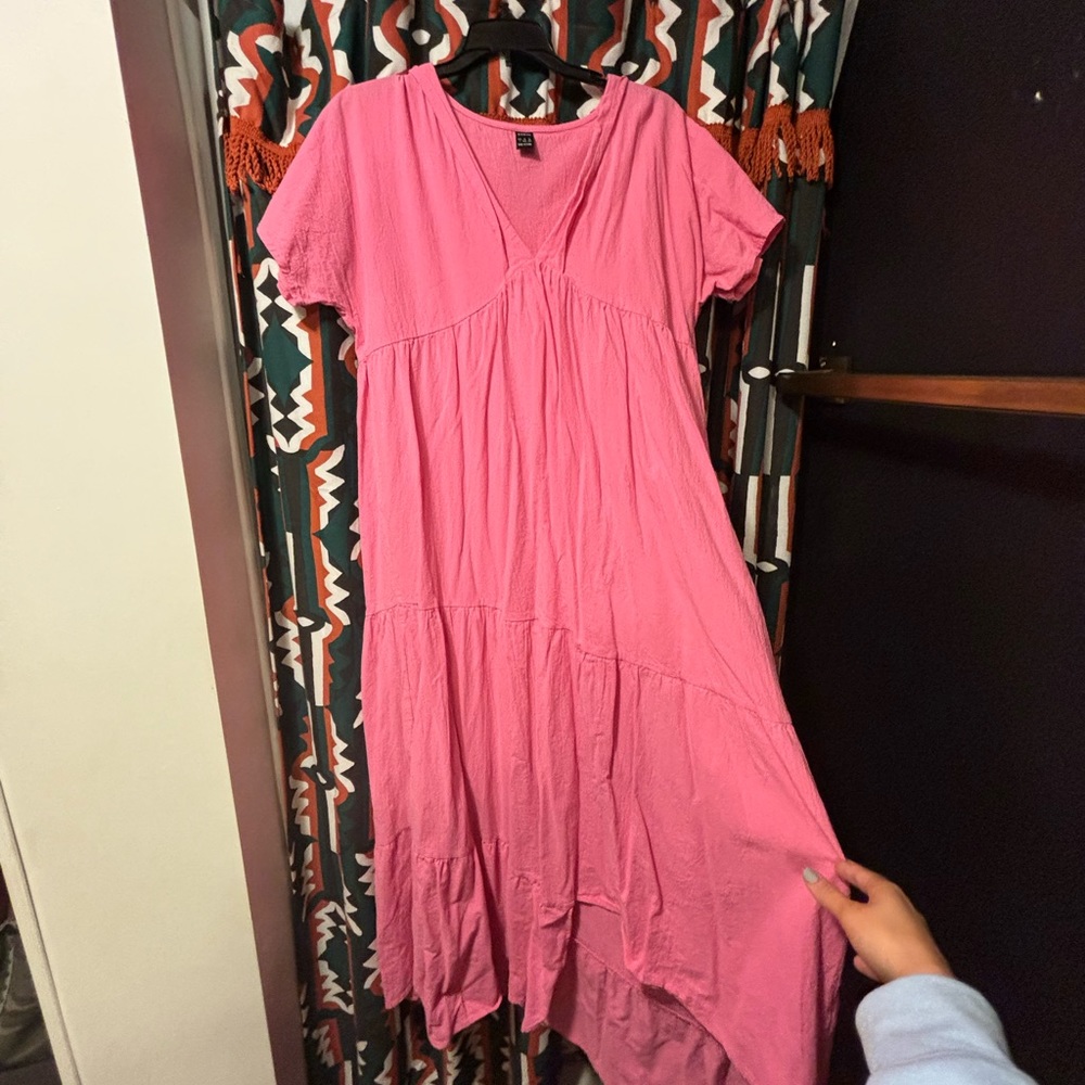 Asymmetrical maxi dress bubblegum pink
